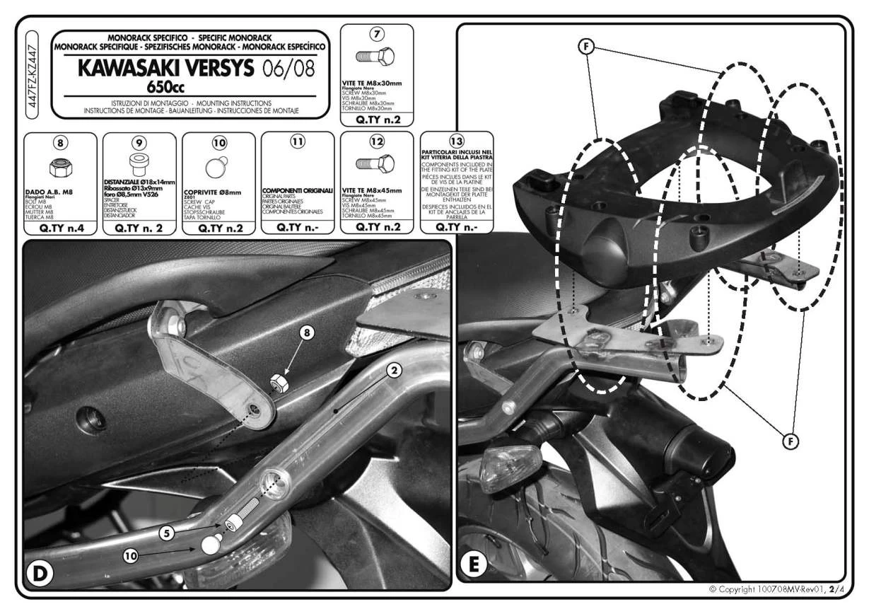 Givi 447FZ Monorack Sidearms For Kawasaki Versys 650 (2006-2009) - Image 3