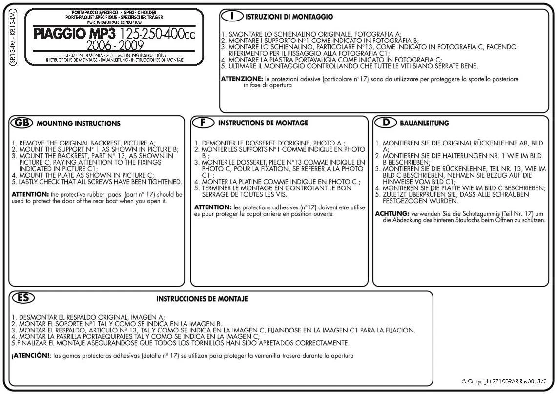 Givi SR134M Specific Rack For For Piaggio MP3 250 & 400 - Image 4