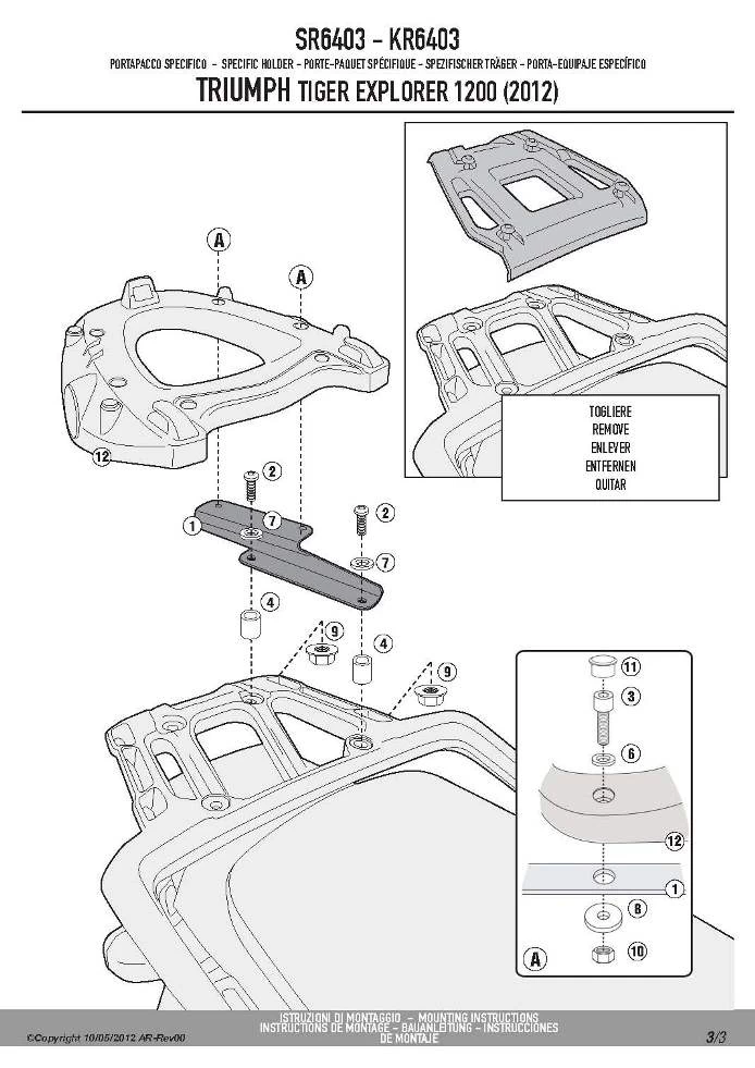 Givi SR6403 Rear Plate For Triumph Tiger Explorer 1200 (2012-) - Image 3