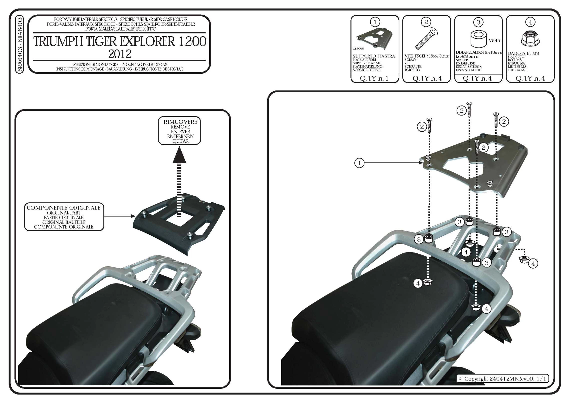 Givi SRA6403 Top Case Rear Aluminum Plate Monokey For Triumph Tiger Explorer 1200 (2012-) - Image 2