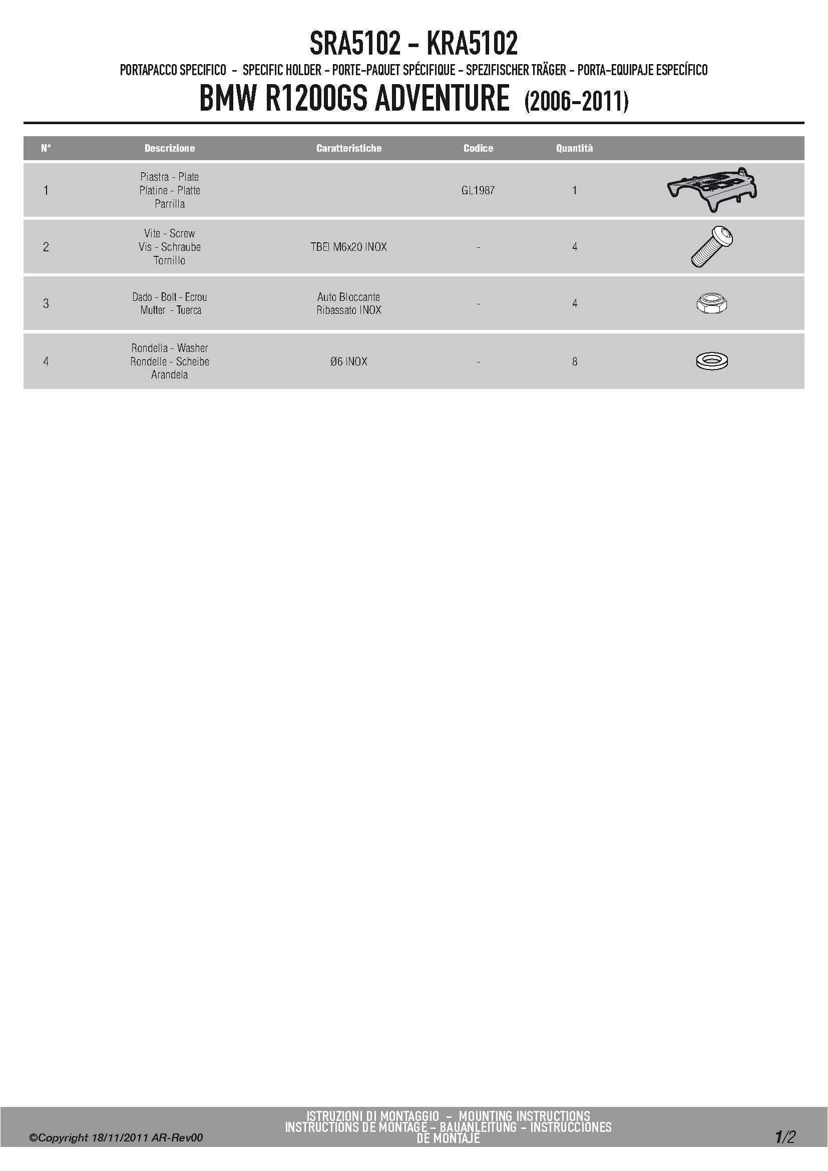 Givi SRA5102 Specific Rack For BMW R1200GS '06-'12 - Image 3