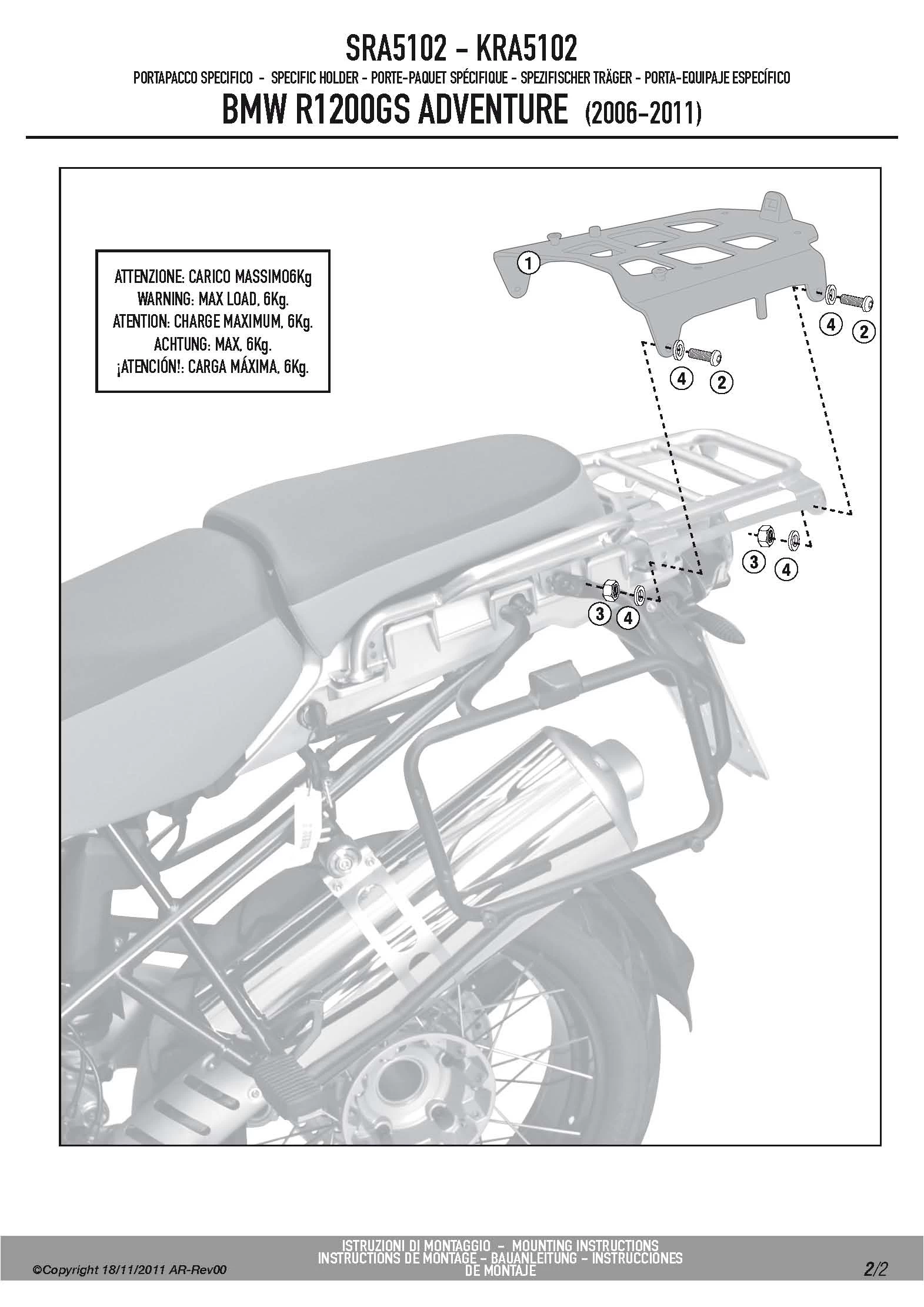 Givi SRA5102 Specific Rack For BMW R1200GS '06-'12 - Image 4