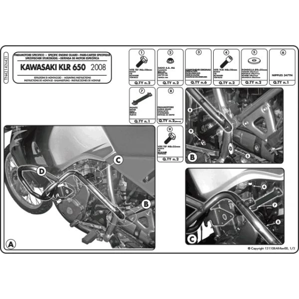 Givi TN421 Engine Guards For Kawasaki KLR650E (2008-2018) - Image 2