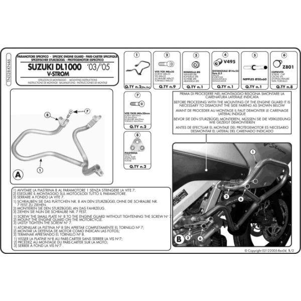 Givi TN528 Engine Guard For Suzuki DL1000 V-Strom Up To 2013 - Image 2